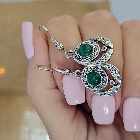 Jewelry - Claddagh Drop Earrings, Antiqued Silver